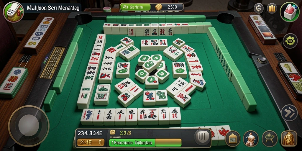 Tampilan gameplay menakjubkan di 234E dengan grafis Mahjong yang menarik.
