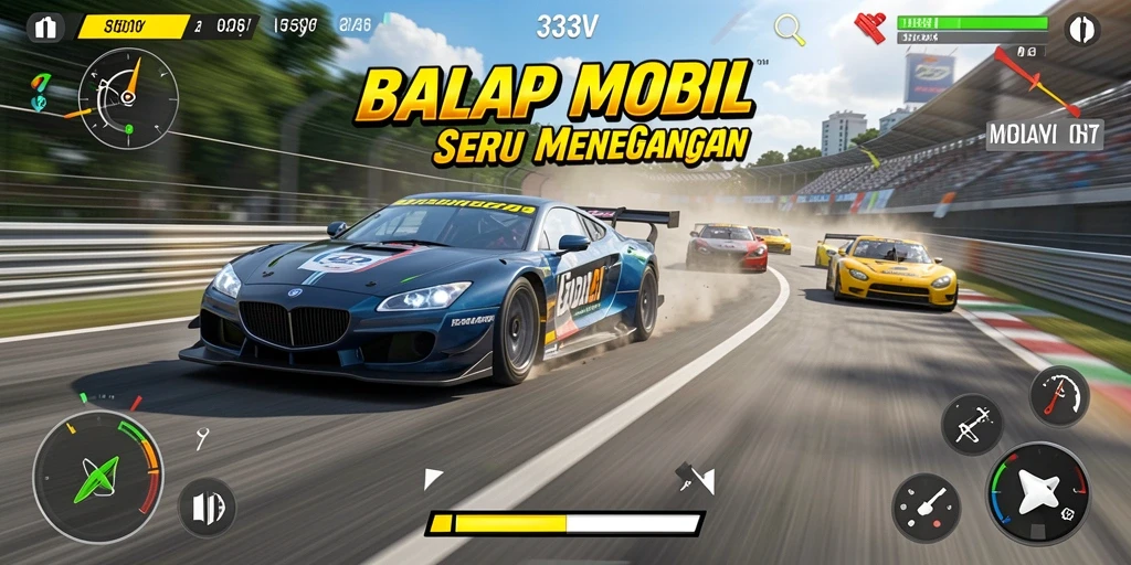 Tangkapan layar gameplay balap mobil 333V yang seru.