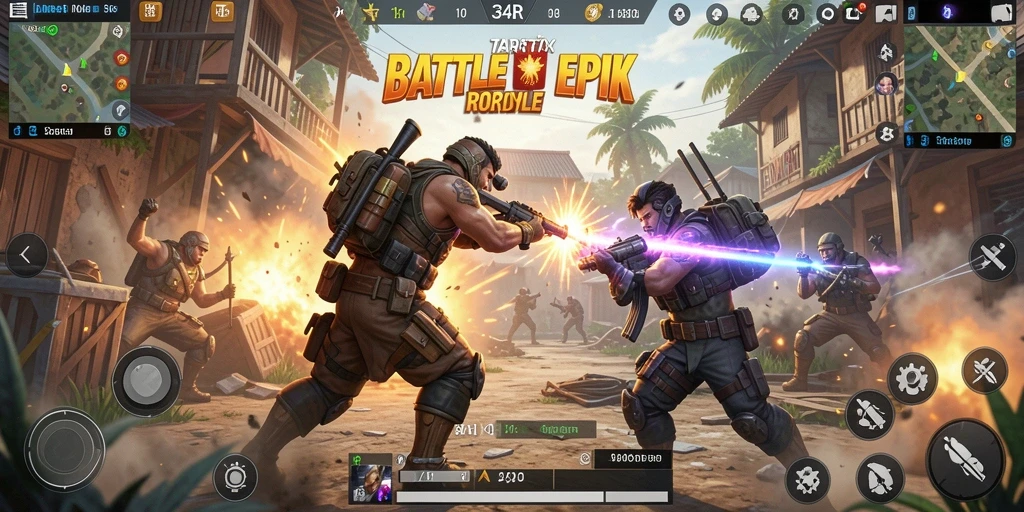 Tampilan gameplay mendebarkan di 34R Battle Royale.