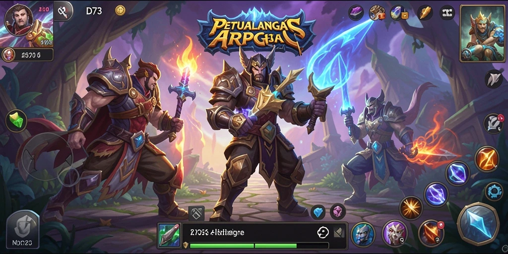 Tampilan utama gameplay D73 yang menampilkan aksi seru di dunia ARPG.