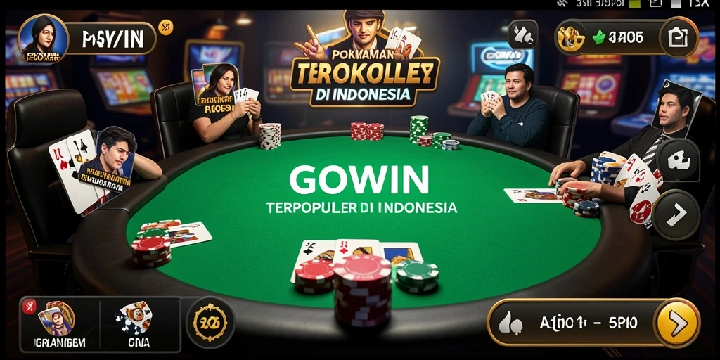Screenshot GOWIN menampilkan pemain yang sedang memainkan Poker dengan antusias.