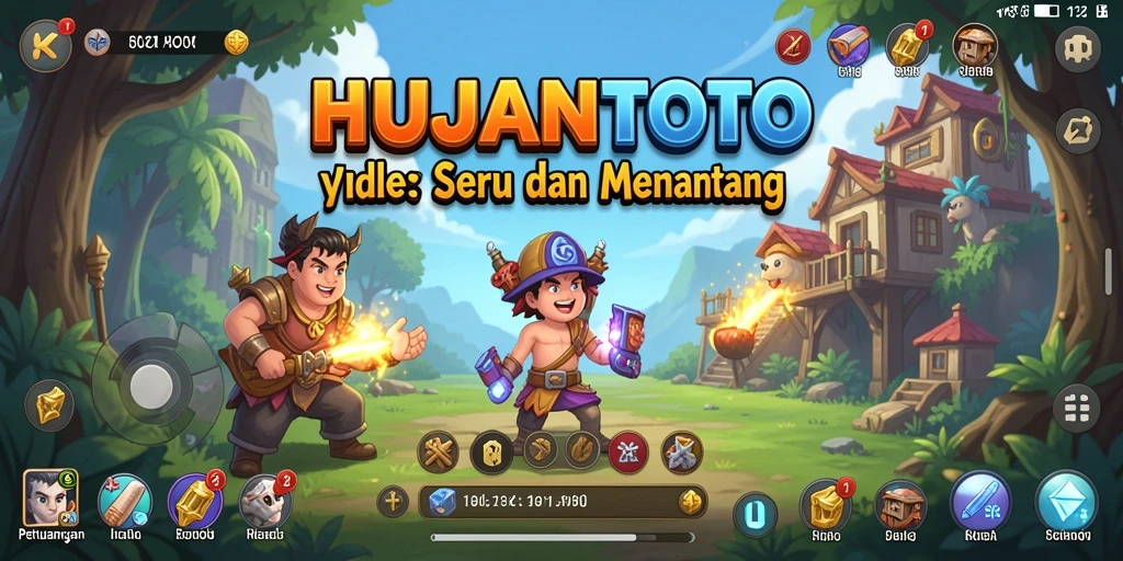 Tampilan screenshot gameplay HUJANTOTO yang menunjukkan karakter dan aktivitas Idle.