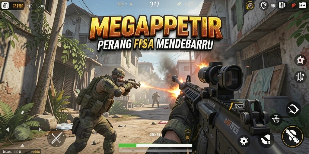 Gameplay intense MEGAPETIR dalam aksi tembak-menembak.