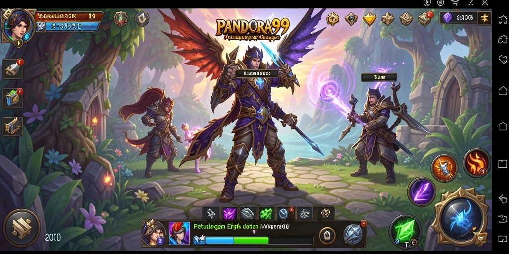 Tampilan gameplay dinamis dari PANDORA99 dalam dunia ARPG.