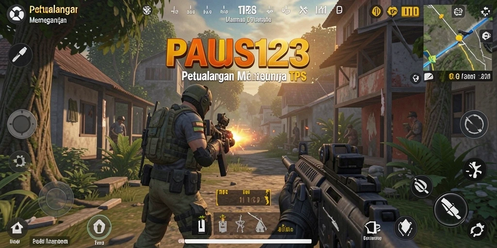 Screenshot gameplay PAUS123 menampilkan pertempuran TPS yang mendebarkan.
