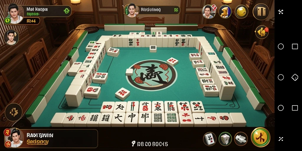 Tampilan gameplay seru dengan batu Mahjong yang beragam.