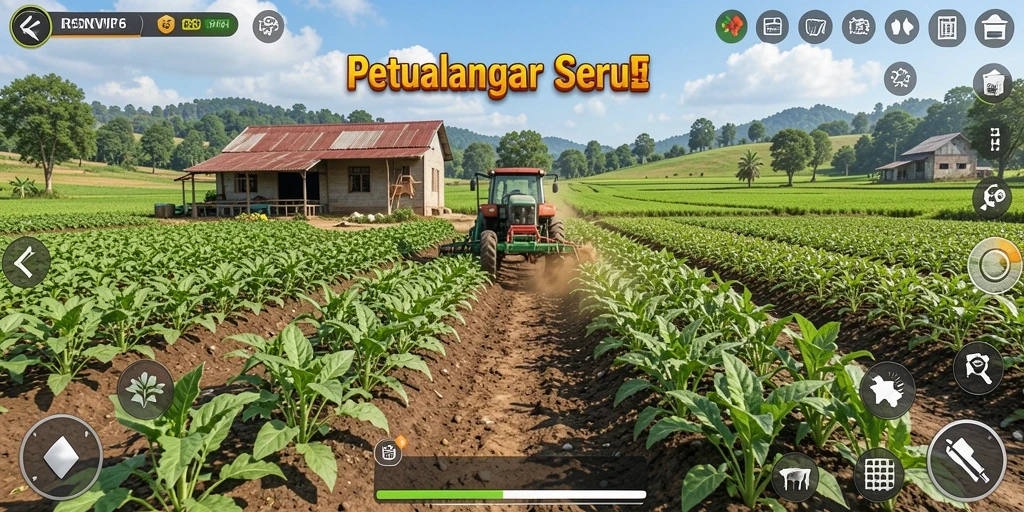 Screenshot gameplay RSNVIP6 yang menunjukkan kebun yang rimbun dan interaksi dengan hewan.